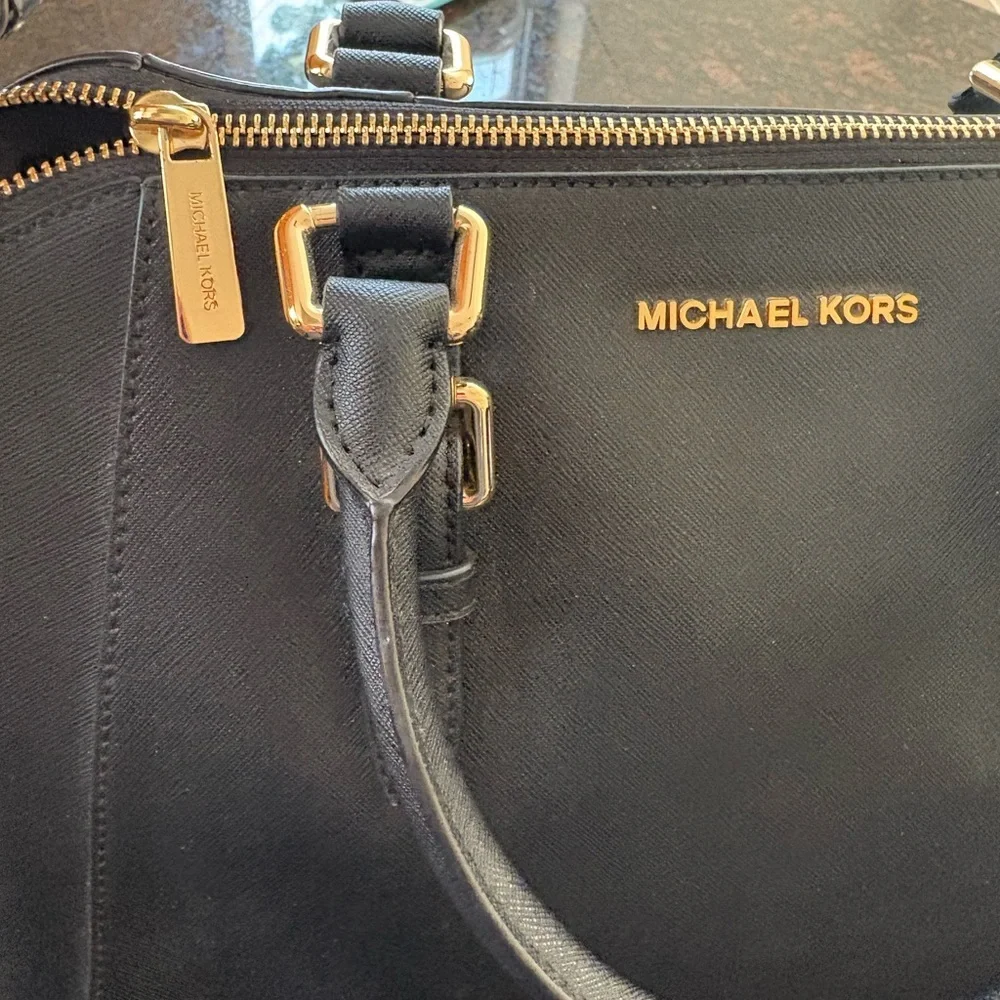 Michael Kors Black Satchel with Gold Accents - Picture 3 of 6